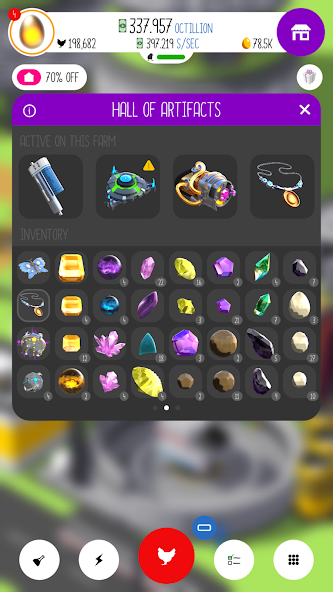 Egg Inc. gameplay - upgrades menu